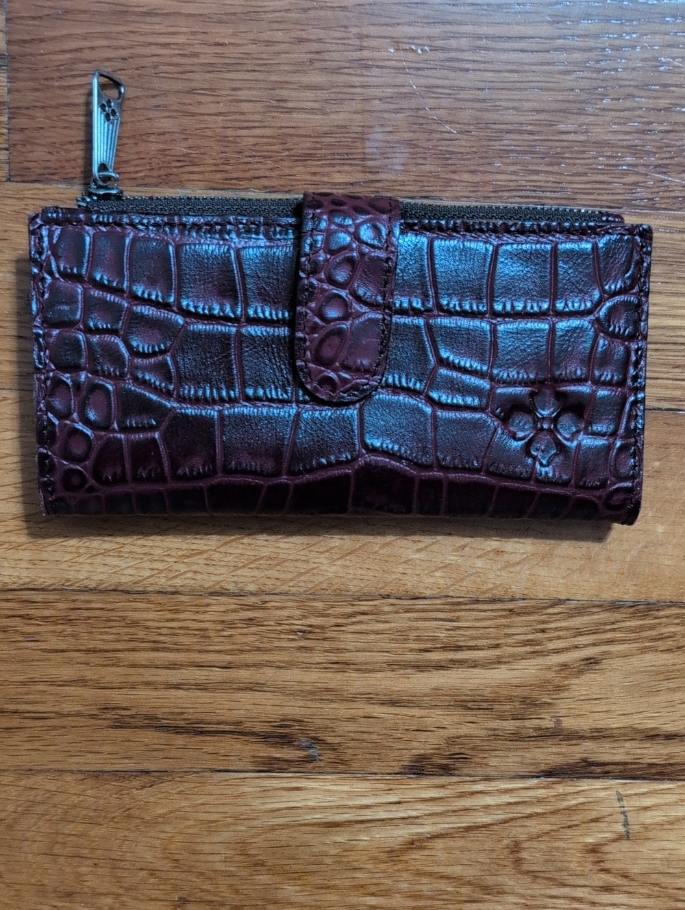 Patricia Nash Crocodile-Embossed Card Wallet With Zippered Compartment for Coins